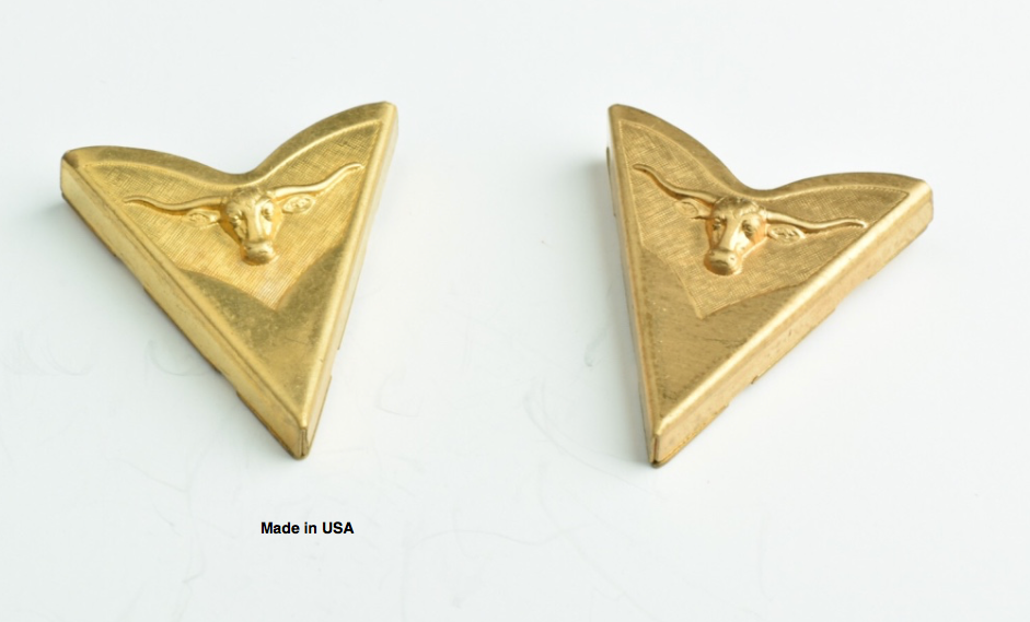 33x36mm Raw Brass Longhorn Collar Tip pk/2