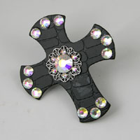 2.75in Crystal AB HHH Laser Cut Designer Flat Metal Pendant, ea