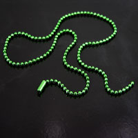 17in 2mm Ball Chain Necklace w/snap, Green, pack of 6