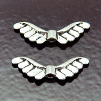24x8mm Eagle-Angel Wing Beads, Silver, pk/10