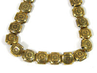 16x7mm Southwestern Blanket Antiqued Gold Beads, 12in strand