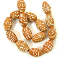 20x12mm Oval Designed Terra Cotta Clay Beads, 12in strand