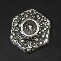32mm Vintage Hexagon w/11.5mm Set/Bezel, Antique Silver, pack of 6