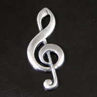 31x13mm Treble Clef Symbol, Classic Silver pk/6
