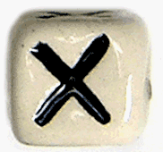 8mm Ceramic Greek Chi Letter Bead, pack of 6