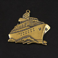 23x28mm Cruise Ship Charm, Vintage Brass, pk/6