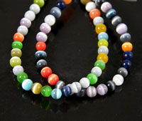 4mm Cats Eye, Assorted Colors Round Bead, 7in strand