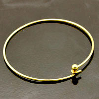 8 inch Gold Finish Wire Bangle Bracelet with Ball catch, pack of 6
