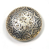 20mm (.79in) Round Heart Relief Cabochon, Antique Silver, pack of 6