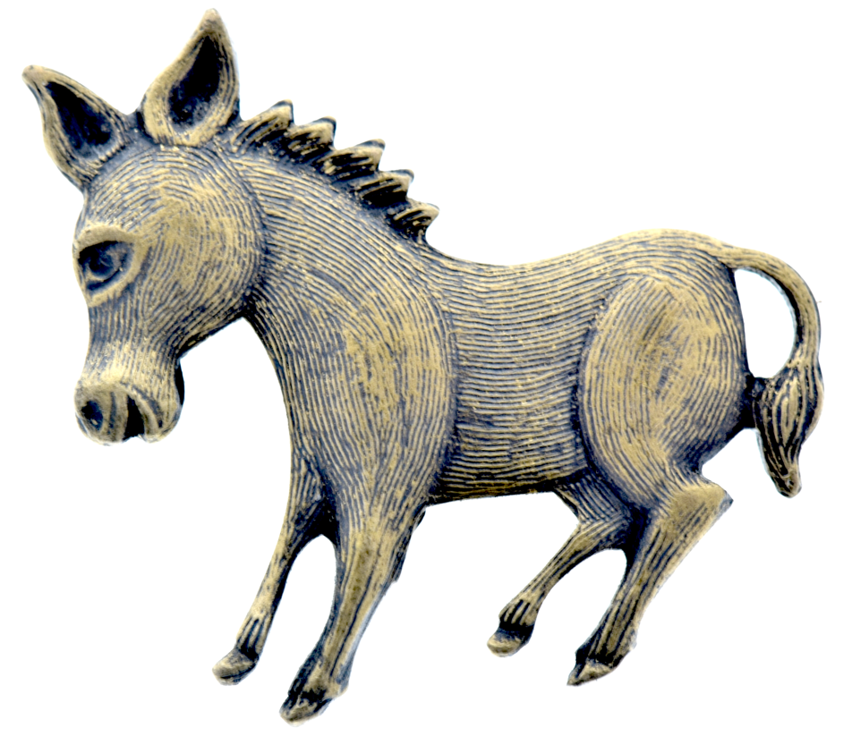 Donkey Metal stamping Brass antiqued sold in packs of 6 each