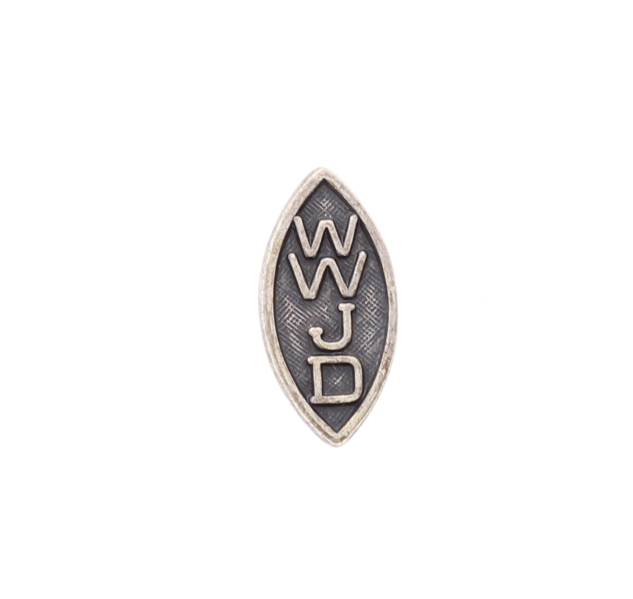 16mm x 8mm Small WWJD charm stamping, Classic Silver, Made in USA, pack of 6
