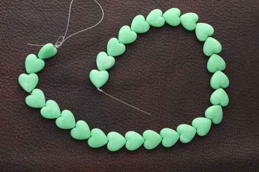 12mm Italian Heart Lucite Beads, Mint Green, 12in strand