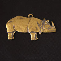 26x14mm Rhino Charm, Vintage Brass, pk/6