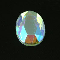 18x13mm Oval Faceted Flatback Acrylic Stones, Clear AB, pk/2