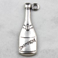 19mm Champagne Bottle Charm, Classic Silver, pk/6