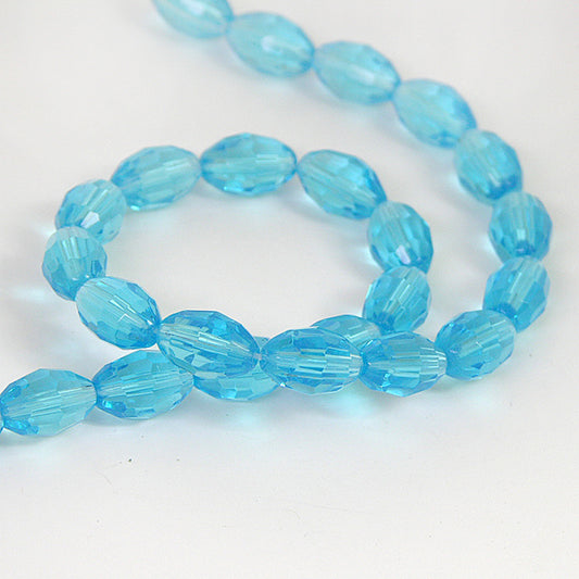 Oval Aqua Crystal Beads, 11 x 8mm, Strand