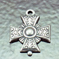 20mm Maltese Cross Charm, Vintage Classic Silver, pack of 6