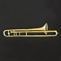 58mm Trombone Charm, Vintage Brass, pack of 6