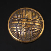30mm Plaid Patterned Domed Flat Back, Antique Gold, ea