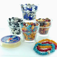 Bead Garden "Fiesta" 18 Bracelet Kit, turquoise, red, yellow & silver plated beads, with cord & container