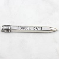 60mm (2.3in) Pencil-School Days, metal stamping, Classic Silver, pk/6