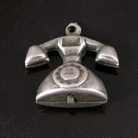 18x18mm Telephone Charm, Antique Silver, pk/6