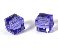 Swarovski Crystal 6mm Square Beads, Tanzanite Purple, pack of 2