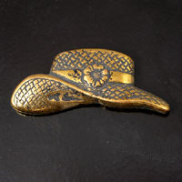 52x20mm Garden Hat Flat Back, Antique Gold, each