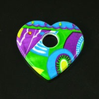 28x25mm Lucite Kiwi Heart Flat Back, pk/6