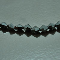 6mm Jet Black Faceted Bicone Fire-n-Ice Crystal Beads, 16" Strand