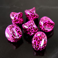 22mm Pink Leopard Print Nugget Shaped Lucite Beads, 6 inch strand