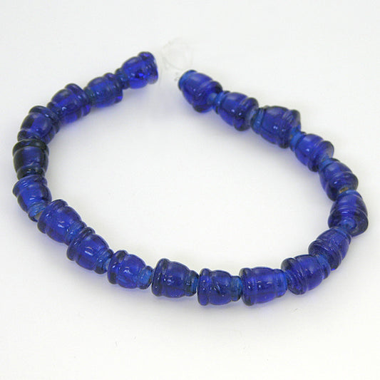 8x7mm Grooved Sapphire Glass Beads, str