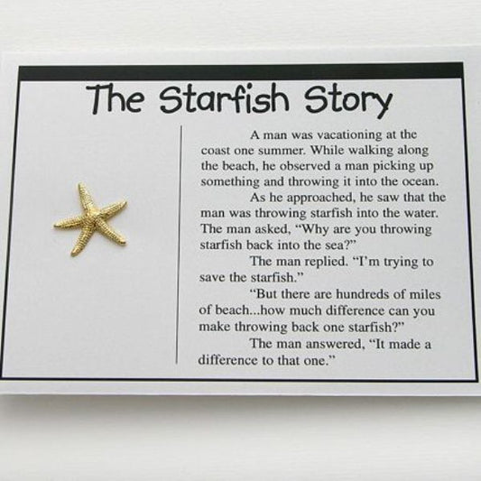 Starfish pin on card, pkg/6