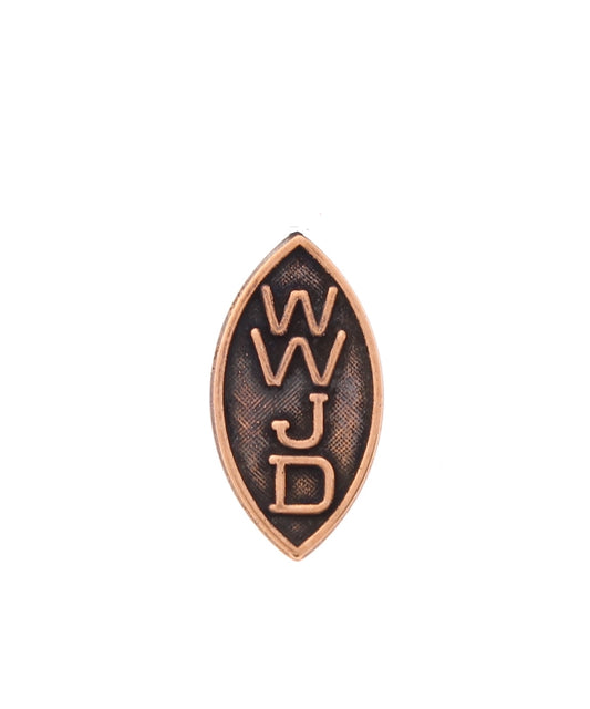 16mmx 18mm WWJD emblem Classic Copper, made in USA, Pack of 6