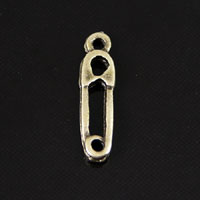 20mm Safety Pin Charm, Vintage Brass, pk/6