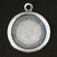 16mm(.63in) Metal Tag - Bezel w/loop bail, Classic Silver pk/6