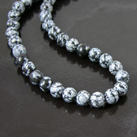 8mm Round Snowflake Obsidian Beads  16in strand