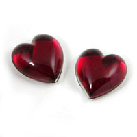 11x10mm Ruby Heart, silver backed flat back Acrylic Stone pk/12