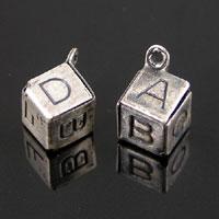 7mm Baby Block Charm, Classic Silver, pk/6