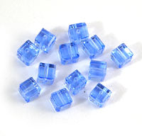 Swarovski Crystal 4mm Square Beads, Light Sapphire, Sold by Dozen