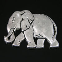 55mm Walking Elephant Cabochon, Antique Silver, Flat Back, pack of 2