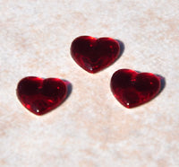 11x10mm Ruby Red Heart Cabochons, foil back, Flat back lucite, pack of 12