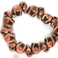 16mm Elephant Bead (two sides), Antique Copper, 12" strand