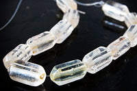 15mm Clear Faceted Glass Tube Beads, 7 inch strand