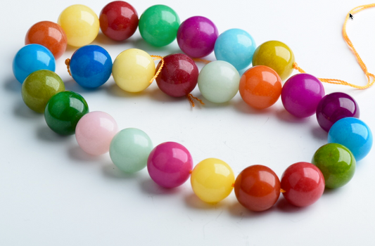 16mm Multi-Color Dyed Jade Round Beads, 16 inch strand