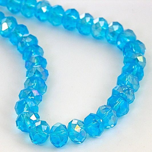 8x10m Rondelle Faceted Fire-n-Ice Crystal 16" Strand