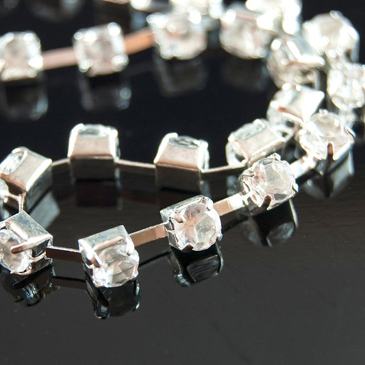 3mm Crystal Rhinestone Chain SS16, silver chain, 1 foot