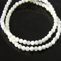 4mm Round White Mother of Pearl Beads, -16in strand