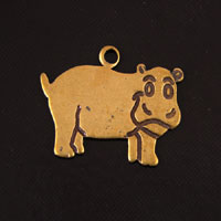 22x18mm Hippo Charm, Vintage Brass, pk/6
