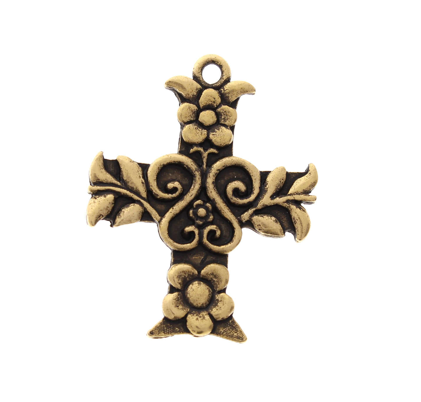 46mm Cross Pendant, Antique Gold, Made in USA, pack of 1